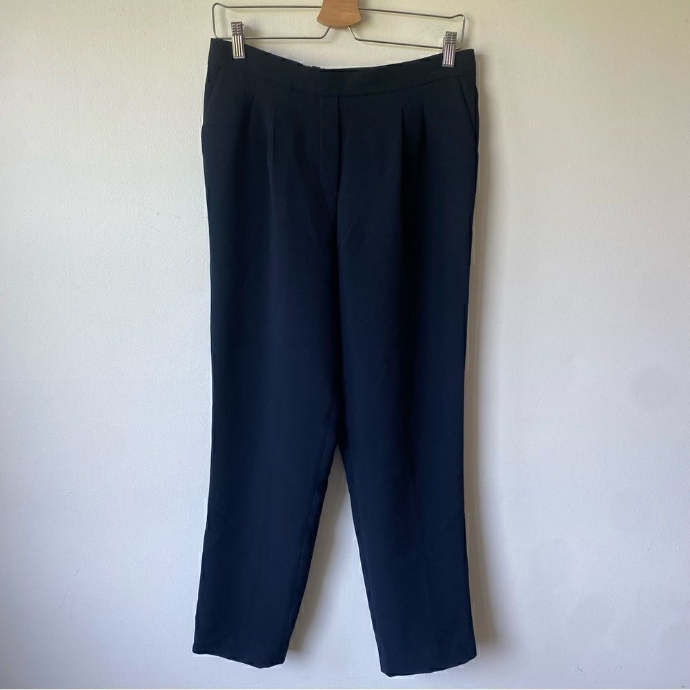 DKNY navy blue high waist wide‎ leg pull on work pants size 8